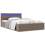 vidaXL Bedframe met hydraulische opslag en LED stof taupe, Verzenden, Nieuw, Twijfelaar, 120 cm