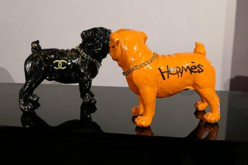 RichART - Couple de chiens version Chanel et Hermès -, Antiek en Kunst, Kunst | Schilderijen | Modern