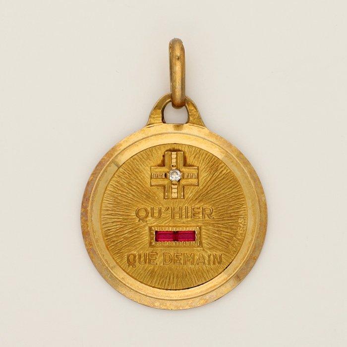 Hanger - 18 karaat Geel goud Diamant (Natuurlijk) - Robijn, Sieraden, Tassen en Uiterlijk, Antieke sieraden