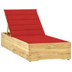 vidaXL Ligbed met rood kussen geïmpregneerd grenenhout, Verzenden, Nieuw