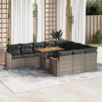 vidaXL 11-delige Loungeset met kussens poly rattan acacia, Tuin en Terras, Tuinsets en Loungesets, Verzenden, Nieuw, Rotan, Loungeset