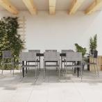 vidaXL 9-delige Tuinset poly rattan en staal grijs en zwart, Nieuw, 8 zitplaatsen, Tuinset, Verzenden