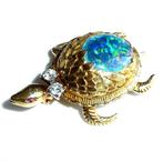 Broche - 14 karaat Geel goud - 3.90ct. tw. Diamant