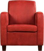 Leren fauteuil - Kenia Leer Burgundy - Hout zwart, Huis en Inrichting, Fauteuils, Nieuw, Ophalen of Verzenden, Landelijk, 50 tot 75 cm