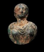 Oud-Romeins Bronzen vrouwenbuste - tweede/vroege eerste eeuw, Antiek en Kunst