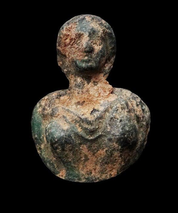 Oud-Romeins Bronzen vrouwenbuste - tweede/vroege eerste eeuw, Antiek en Kunst, Antiek | Overige Antiek