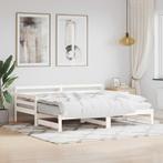 vidaXL Slaapbank met onderschuifbed 90x200 cm massief, Huis en Inrichting, 90 cm, Eenpersoons, Verzenden, Wit
