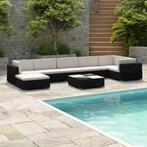 vidaXL 8-delige Loungeset met kussens poly rattan zwart, Tuin en Terras, Nieuw, 8 zitplaatsen, Loungeset, Verzenden