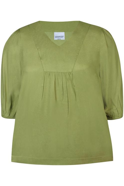 ZHENZI blouse v-hals en plooien Maat:, Kleding | Dames, Blouses en Tunieken, Overige kleuren, Nieuw, Verzenden