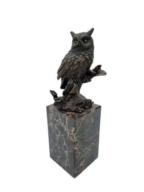Beeldje - Wise owl - Brons, Marmer, Antiek en Kunst, Kunst | Designobjecten