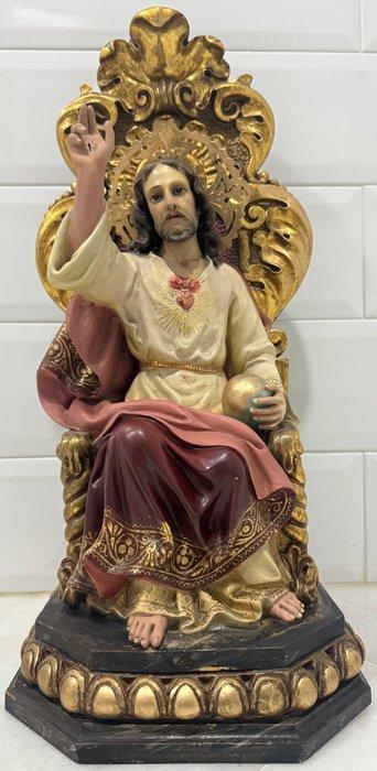Olot - sculptuur, Gran Sagrado Corazón de Jesús entronado -, Antiek en Kunst, Kunst | Niet-Westerse kunst