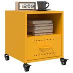 vidaXL Nachtkastjes 2 st 36x39x43,5 cm staal mosterdgeel, Verzenden, Nieuw, Metaal of Aluminium