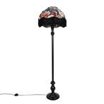 Vloerlamp zwart met bloemen kap en witte binnenkant 45cm -, Huis en Inrichting, Lampen | Vloerlampen, Verzenden, Nieuw, Hout, Country-rustic