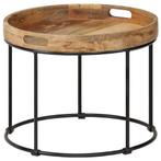 vidaXL Salontafel 50x40 cm massief mangohout en staal, 50 tot 100 cm, Verzenden, Nieuw, 50 tot 100 cm