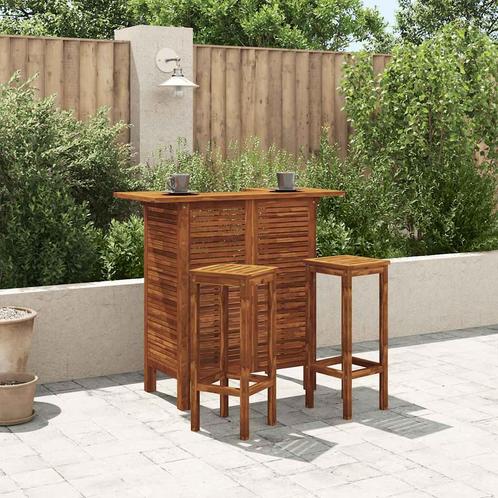 vidaXL 3-delige Bartafel en -stoelenset massief acaciahout, Tuin en Terras, Tuinsets en Loungesets, Nieuw, 2 zitplaatsen, Hardhout