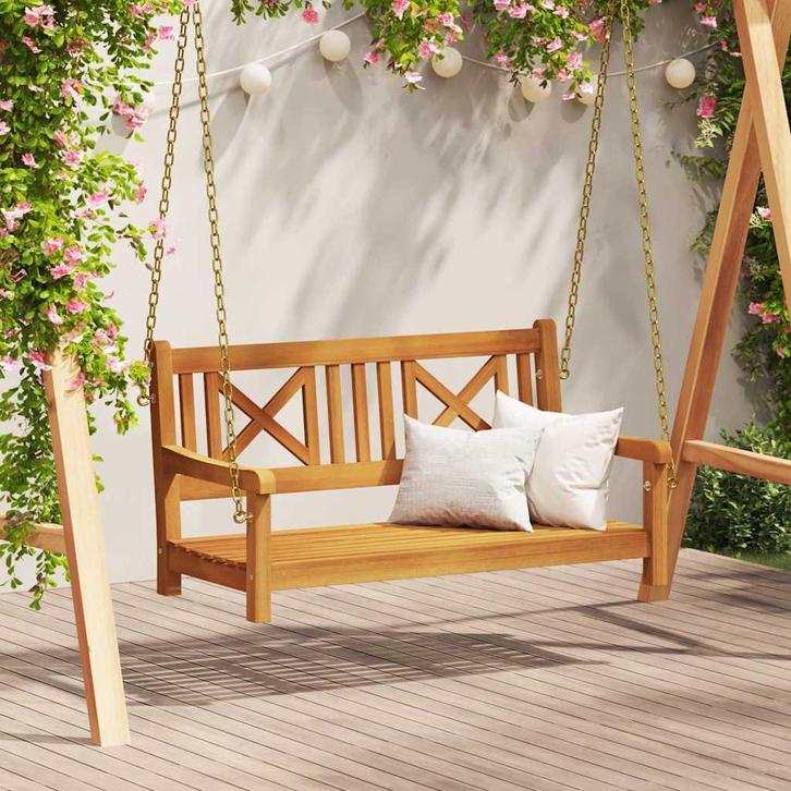 vidaXL Tuin Hangbank Bruin 119 x 35 x 47cm Massief, Tuin en Terras, Tuinbanken, Nieuw, Verzenden
