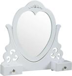 Stijlvolle witte kaptafel met hartspiegel & krukje - 4 la..., Huis en Inrichting, Ophalen of Verzenden, Nieuw