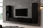 Wandmeubel mat zwart Set van 3 TV-Meubel industrieel, Verzenden, Nieuw, 25 tot 50 cm, 150 tot 200 cm