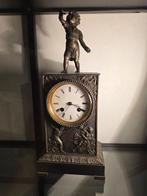 romantische bronzen pendule - brons, messing, glas, emaille, Antiek en Kunst, Antiek | Klokken