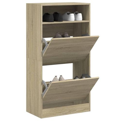 vidaXL Schoenenkast 60x34x116 cm bewerkt hout sonoma, Huis en Inrichting, Kasten | Schoenenrekken, Nieuw, Verzenden