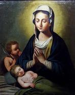 Scuola italiana (XVIII-XIX) - Madonna col Bambino e San, Antiek en Kunst