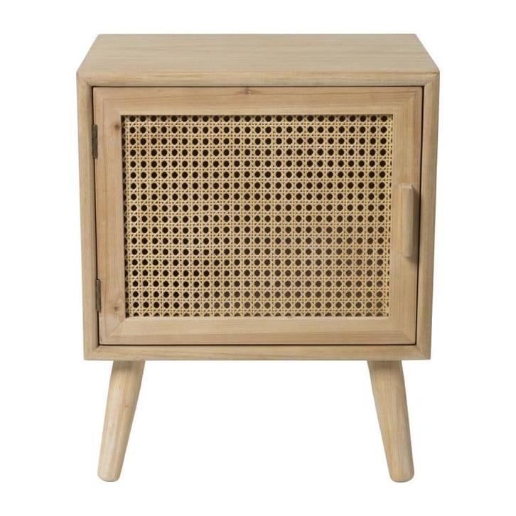 Webbing Java nachtkastje met deur - 56x45x31 cm, Huis en Inrichting, Slaapkamer | Nachtkastjes, Verzenden