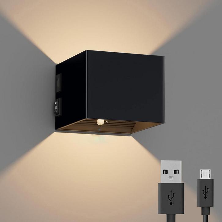 Wandlamp - Oplaadbaar op Batterijen - Warm Wit 2700K -, Tuin en Terras, Buitenverlichting, Hanglamp, Nieuw, Led, IJzer, Ophalen of Verzenden