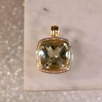 Vintage gouden hanger met prasioliet en diamant 0,08 ct., Ophalen of Verzenden, Gebruikt, Goud, Overige merken