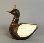 Beeldje, Aparte oosterse eend - 16.5 cm - Tropisch hout,, Antiek en Kunst, Curiosa en Brocante