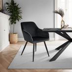 Eetkamerstoel Marilyn fluweellook, zwarte stoelpoten - zwart, Huis en Inrichting, Stoelen, Verzenden, Nieuw