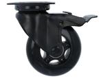 Zwenk Skatewiel Met Rem zwart met bevestigingsplaat 75 mm, Verzenden, Nieuw