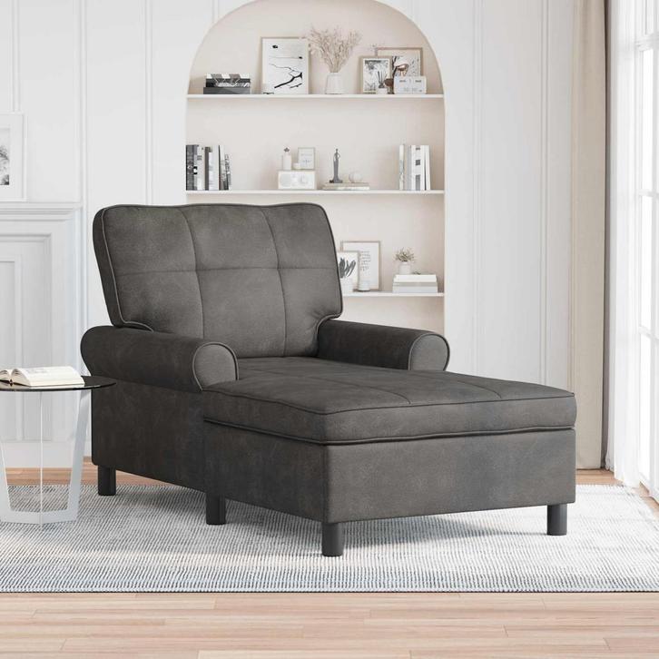 vidaXL Chaise Lounge met kussen Zwart 91 x 157 x 91 cm Nep, Huis en Inrichting, Banken | Sofa's en Chaises Longues, Nieuw, Verzenden