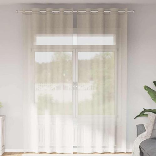 vidaXL Gordijnen voile met doorvoertules 2 st 140x260 cm, Huis en Inrichting, Stoffering | Gordijnen en Lamellen, Crème, Nieuw