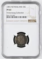 Koningin Wilhelmina 25 cent 1892 Proof PF63 NGC Ex, Postzegels en Munten, Munten | Nederland, Verzenden, Zilver, 25 cent, Koningin Wilhelmina