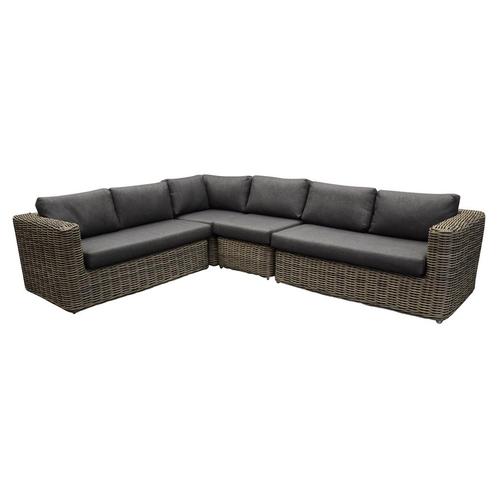 Cervo hoek loungeset 4-delige grijs wicker, Tuin en Terras, Tuinsets en Loungesets, Nieuw, Ophalen of Verzenden