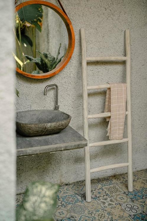 Houten decoratie ladder | White oiled | 50x5x175, Huis en Inrichting, Badkamer | Badtextiel en Accessoires, Wit, Nieuw, Verzenden