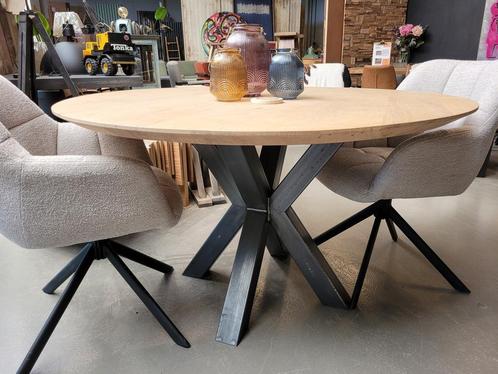 ronde eiken tafel op maat gemaakt eettafel, Huis en Inrichting, Tafels | Eettafels, 50 tot 100 cm, 200 cm of meer, Rond, Vijf personen of meer