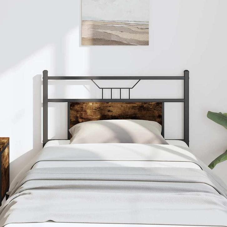 vidaXL Hoofdbord 90 cm bewerkt hout en staal gerookt, Huis en Inrichting, Slaapkamer | Bedden, Bruin, Nieuw, Hout, Verzenden