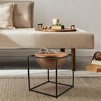 Bijzettafel - Trion Elina - 42x42cm - Zwart - Metaal - Hout, Ophalen of Verzenden, Nieuw