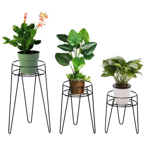 TRUUSK Bloemenstandaard 3-delige Set Van Metaal Plantenstand, Tuin en Terras, Bloembakken en Plantenbakken, Nieuw, Verzenden