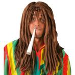 Bruine rastafari heren carnaval / halloween pruik met drea.., Nieuw, Verzenden