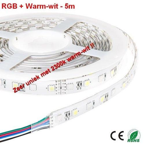 5Meter LEDstrip RGB en Gold Warm-wit 300 smd -IP65, Huis en Inrichting, Lampen | Losse lampen, Verzenden