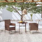 vidaXL 3-delige Tuinset poly rattan bruin, 3 zitplaatsen, Nieuw, Tuinset, Verzenden