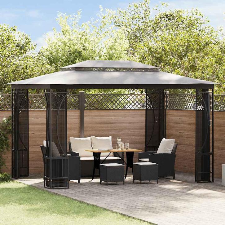 vidaXL Prieel met netten 300x400x265 cm antracietkleurig, Tuin en Terras, Partytenten, Nieuw, Verzenden