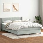 vidaXL Boxspring met matras fluweel lichtgrijs 140x220 cm, Verzenden, Nieuw, Grijs, Stof