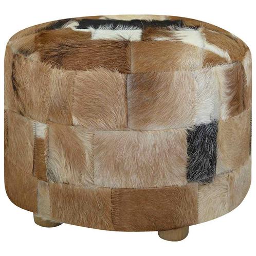 vidaXL Poef rond 50x50x45 cm echt leer, Huis en Inrichting, Banken | Voetenbanken en Poefen, Nieuw, Verzenden