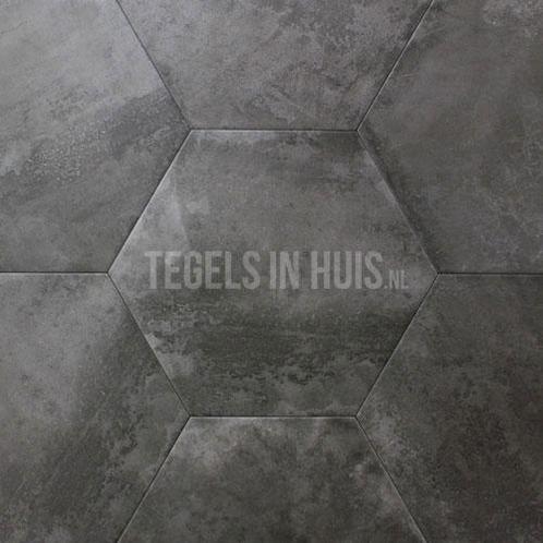 Hexagon zeshoek tegels donker grijs 25x30cm, Doe-het-zelf en Verbouw, Tegels, Nieuw, 10 m² of meer, Keramiek, Ophalen of Verzenden