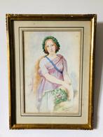 Auguste Galimard (1813-1880) - Portrait de femme à l’antique, Antiek en Kunst, Kunst | Schilderijen | Klassiek