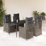 vidaXL 5-delige Tuinset met kussens poly rattan grijs, Tuin en Terras, Tuinsets en Loungesets, 4 zitplaatsen, Nieuw, Tuinset, Verzenden