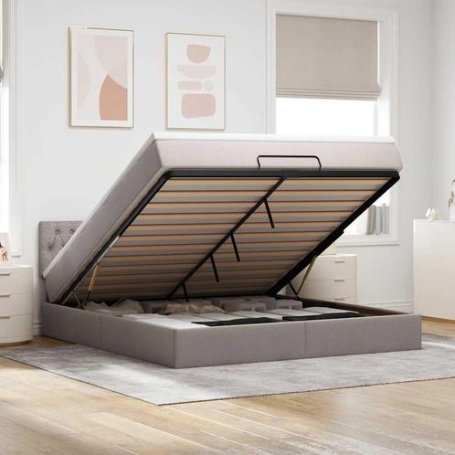 vidaXL Ottoman bed met matras 180x200cm stof taupe, Huis en Inrichting, Slaapkamer | Bedden, 80 cm, 200 cm, Eenpersoons, Nieuw